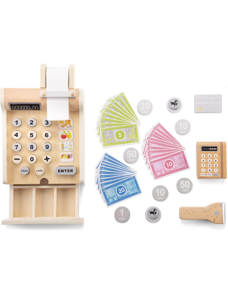 Registradora de Madera Nuevos Juguetes Clásicos 10651 Blanca 20x16.5x11cm