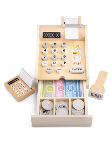 Registradora de Madera Nuevos Juguetes Clásicos 10651 Blanca 20x16.5x11cm