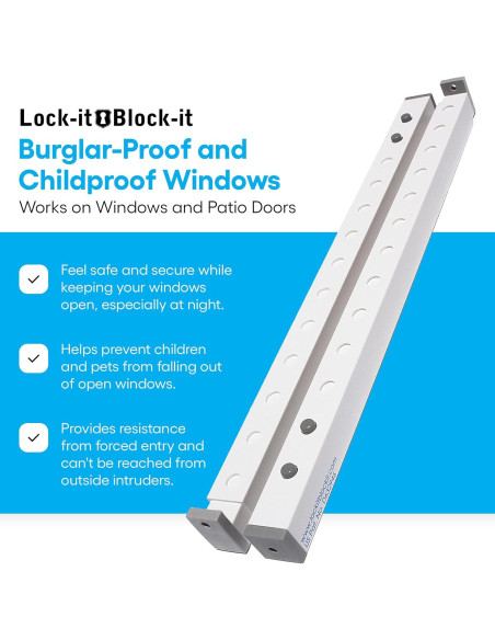 Barra de Seguridad Ajustable The Lock-It Block-It 43-76cm - 2 Dispositivos