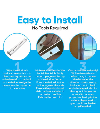 Barra de Seguridad Ajustable The Lock-It Block-It 43-76cm - 2 Dispositivos