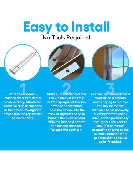 Barra de Seguridad Ajustable The Lock-It Block-It 43-76cm - 2 Dispositivos
