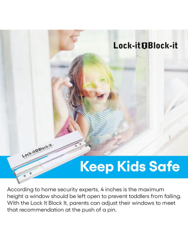 Barra de Seguridad Ajustable The Lock-It Block-It 43-76cm - 2 Dispositivos