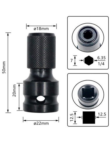 Adaptador Convertidor DCA 1/2" a 1/4" Femenino 2 Pcs