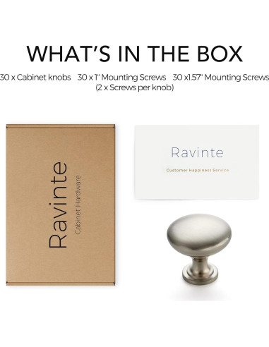 Perillas Redondas de Niquel Cepillado Ravinte - 30 Unidades