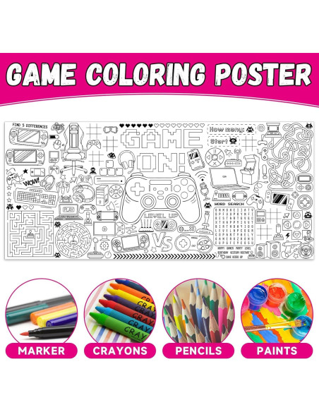 Póster para Colorear Gigante Naozinebi 180x80 cm Videojuegos