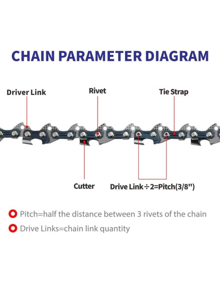 Cadena de Motosierra 12" Abroman R45 45 Eslabones Semi-Cincel