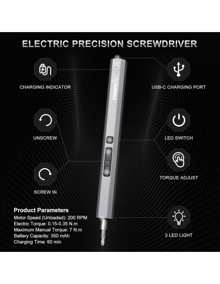 Destornillador Eléctrico STREBITO 144 Piezas Recargable