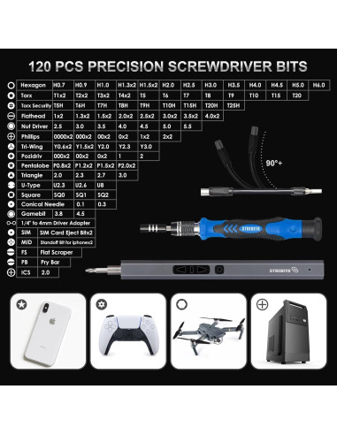 Destornillador Eléctrico STREBITO 144 Piezas Recargable
