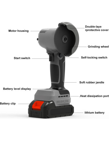 Amoladora Angular Inalámbrica ZFULVO 21V 28000rpm con Batería