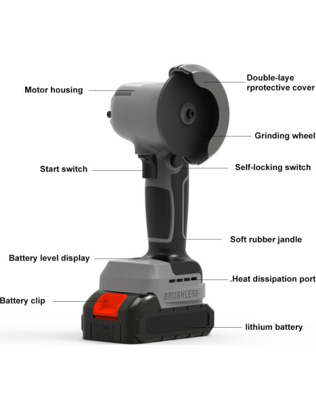 Amoladora Angular Inalámbrica ZFULVO 21V 28000rpm con Batería