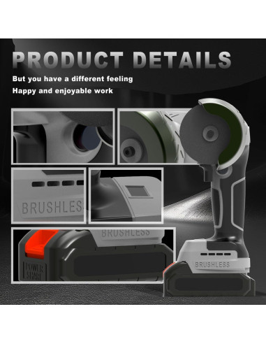 Amoladora Angular Inalámbrica ZFULVO 21V 28000rpm con Batería