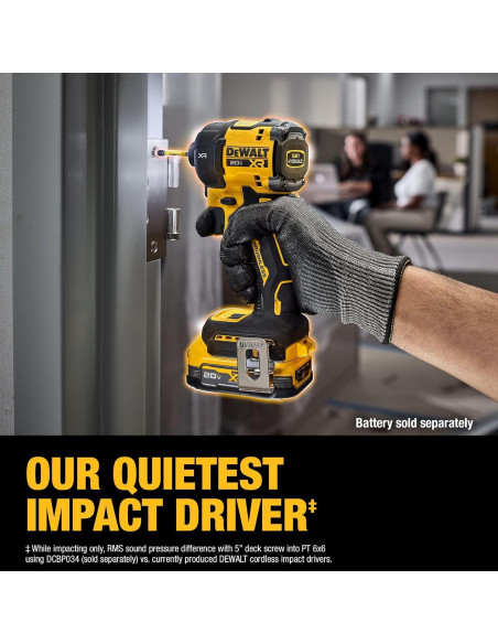 Destornillador de Impacto Hidráulico DEWALT 20V 1/4" Silencioso