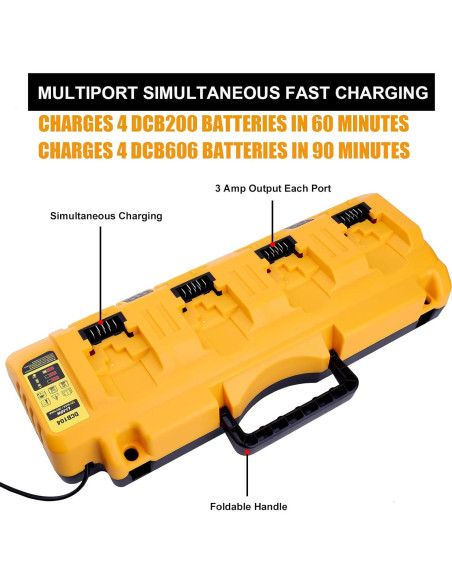 Cargador Rápido 4 Puertos Dewalt 12V 20V DCB104 Carga Eficiente Cargador Rápido 4 Puertos Dewalt 12V 20V DCB104 Carga Eficiente