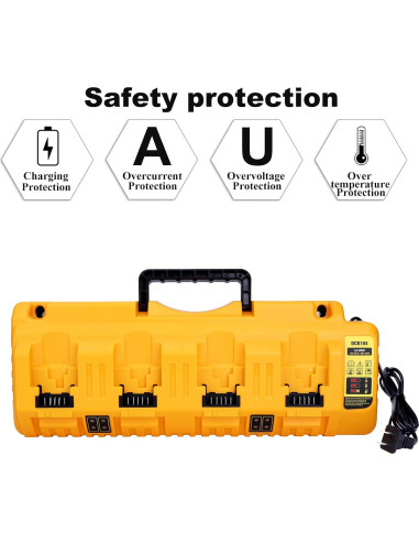 Cargador Rápido 4 Puertos Dewalt 12V 20V DCB104 Carga Eficiente