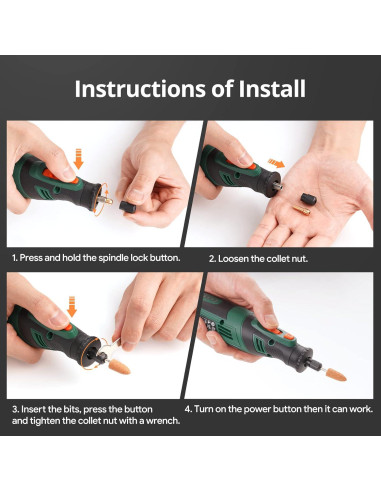 Herramienta Rotativa Inalámbrica DEPSTECH DC08 8V 127 Accesorios