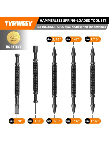 Juego de 5 Martillos y Punzones TYRWEEY para Clavos