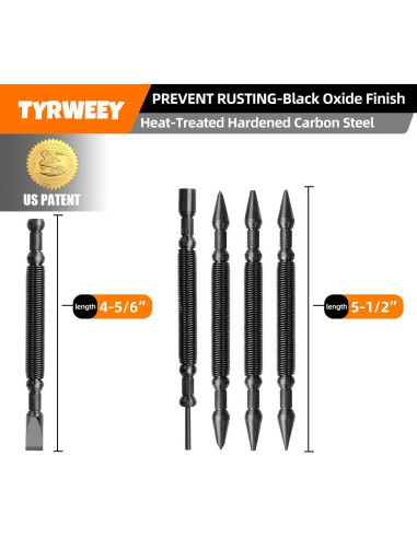 Juego de 5 Martillos y Punzones TYRWEEY para Clavos