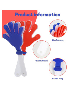 100 Aplaudidores de Mano Rojos/Blancos/Azules 19 cm para Fiestas 2