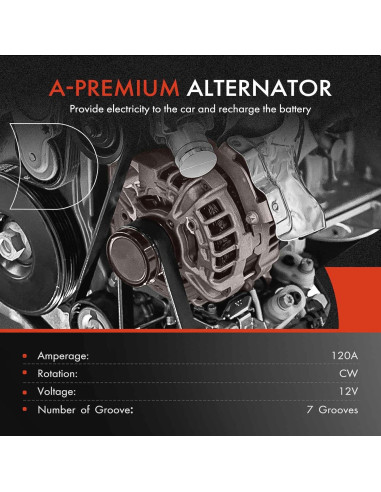 Alternador A-Premium para Land Rover Discovery 2003-2004 12V 120A