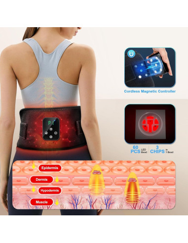 Cinturón Terapia Luz Roja GMOWNW Inalámbrico 660nm 850nm