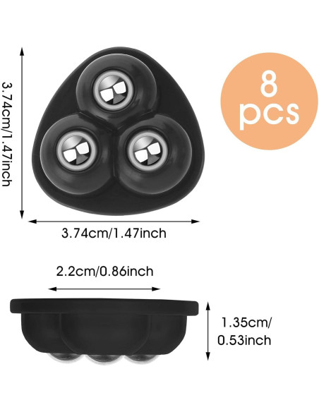 8 Ruedas Mini Giratorias Prasacco para Electrodomésticos Negros