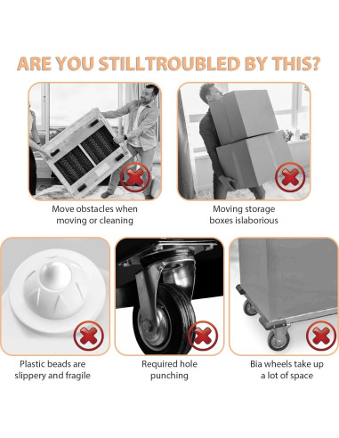 8 Ruedas Mini Giratorias Prasacco para Electrodomésticos Negros