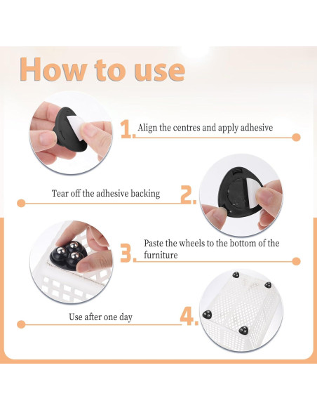 8 Ruedas Mini Giratorias Prasacco para Electrodomésticos Negros