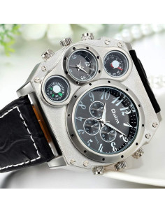 Reloj Militar JewelryWe Hombre 5.9cm Cuarzo Cuero Negro 2