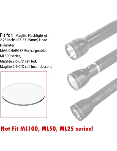 Lente de vidrio Weltool para linternas Maglite C y D