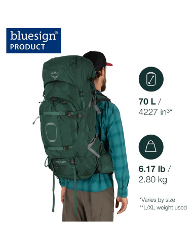 Mochila de senderismo Osprey Aether Plus 70L negra S/M