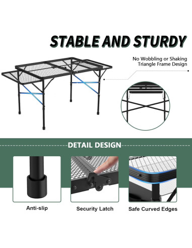 Mesa Plegable WildFinder 3x2 Pies Ajustable para Camping