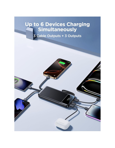 Banco de Energía Aioneus 10000mAh Carga Rápida 22.5W 6 Salidas