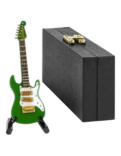Guitarra Miniatura Musiin Verde con Soporte y Estuche