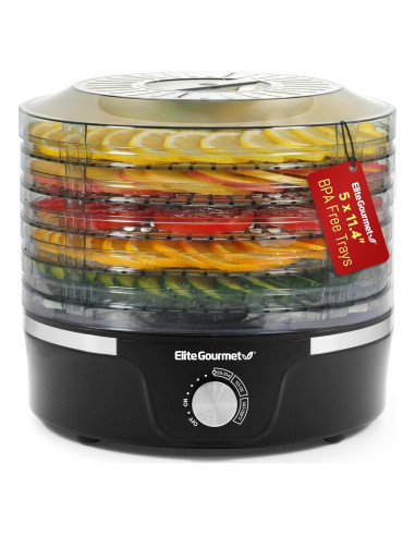 Deshidratador Elite Gourmet EFD319 5 Bandejas 350W Negro