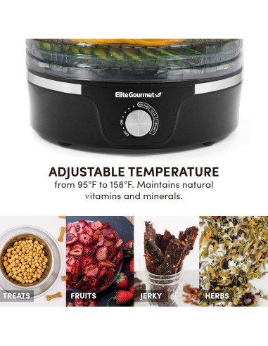 Deshidratador Elite Gourmet EFD319 5 Bandejas 350W Negro