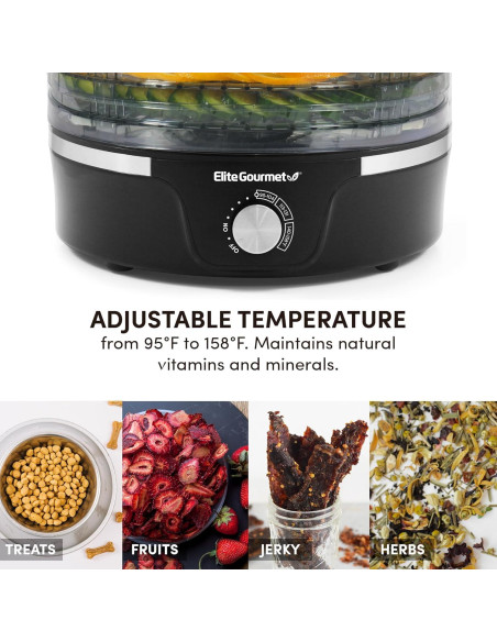 Deshidratador Elite Gourmet EFD319 5 Bandejas 350W Negro