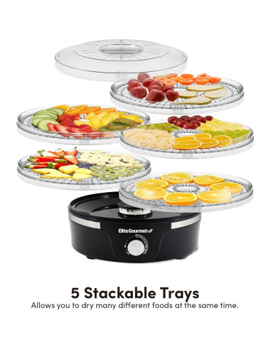 Deshidratador Elite Gourmet EFD319 5 Bandejas 350W Negro