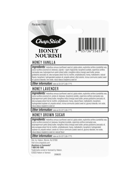 Bálsamo Labial ChapStick Miel Nutritivo 3 Sabores 12.7g