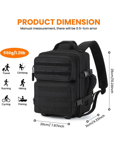 Mochila Táctica Mini Huntvp 9L Impermeable Negra