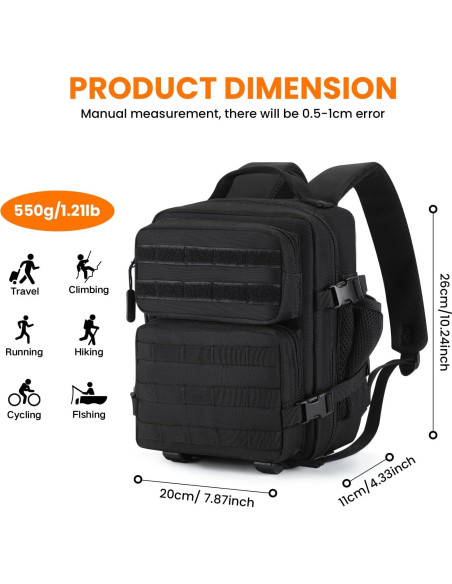 Mochila Táctica Mini Huntvp 9L Impermeable Negra