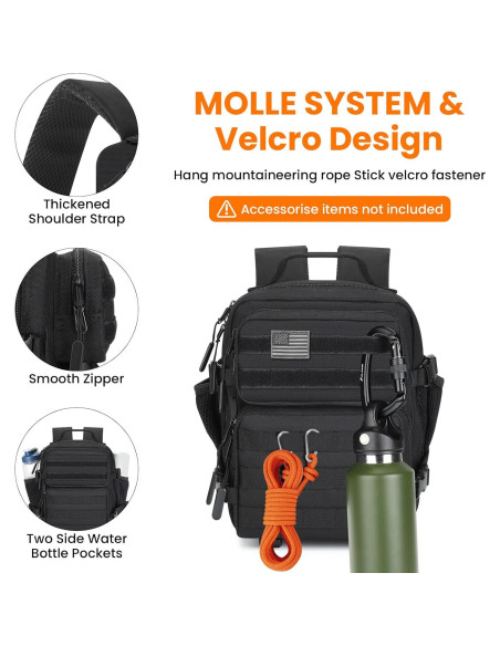 Mochila Táctica Mini Huntvp 9L Impermeable Negra