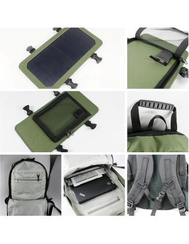 Mochila Solar ECEEN 7W Carga USB Verde Sin Batería