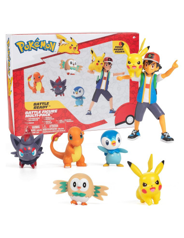 Set de Figuras Pokémon Jazwares 6 Piezas Ash y Pikachu