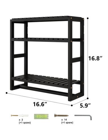 Estantería de baño Galood 3 niveles negra organizador