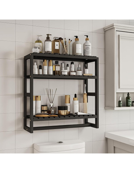 Estantería de baño Galood 3 niveles negra organizador Estantería de baño Galood 3 niveles negra organizador