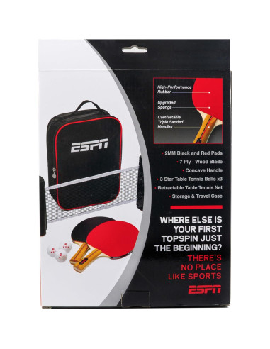 Juego de Ping Pong ESPN con 3 Pelotas y 2 Palas Portátil