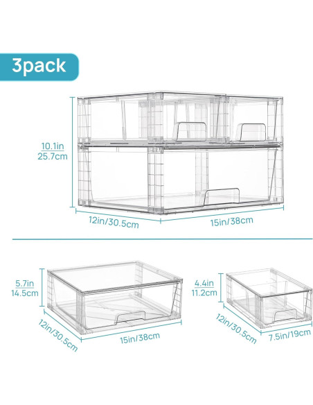 Cajones de Almacenamiento Apilables Vtopmart - 3 Piezas Acrílicos