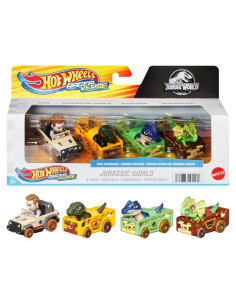 Hot Wheels RacerVerse Paquete 4 Vehículos Die-Cast Jurassic World