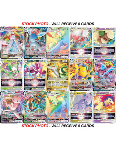 Paquete de 5 Cartas Pokémon VMAX/VSTAR Sin Duplicados