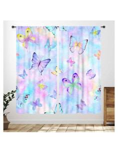 Cortinas de Mariposa Lnepty 2 Paneles 53x160 cm Rosa